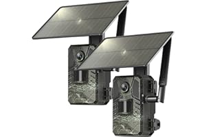 Loatos Cellular Trail Camera 2 Packs, Built-in SIM Card 4G LTE Trail Cameras with Night Vision Motion Activated Waterproof 2K Live View 0.2s Speed Game Camera with Unlimited Data Plan Solar Powered