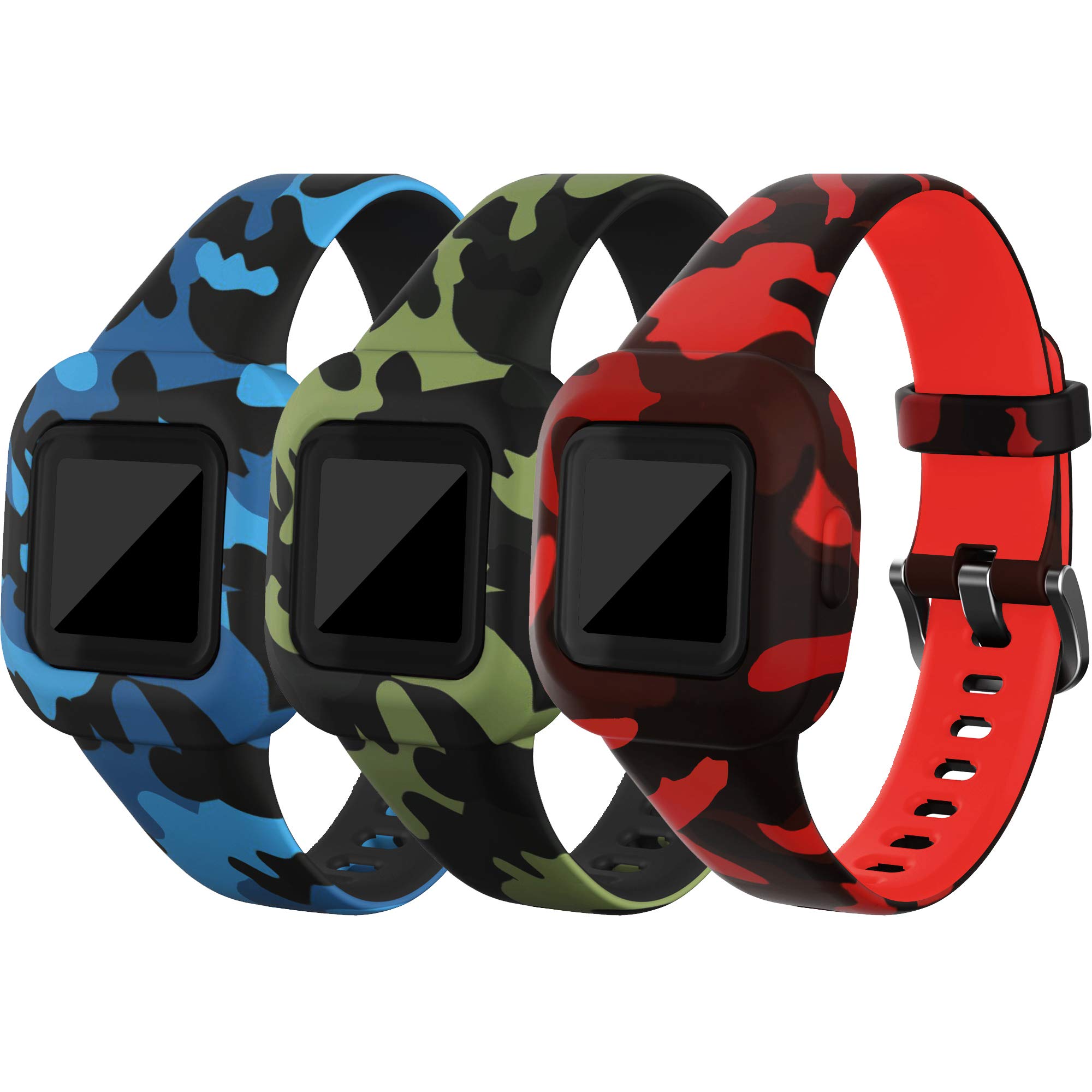 TenCloud Straps Compatible with Garmin Vivofit jr.3 Strap, (3-Pack) Replacement Soft Silicone Wristband Pattern Floral Band Armbands for Kids 4+ for Vivofit jr.3 Fitness Tracker (3C)