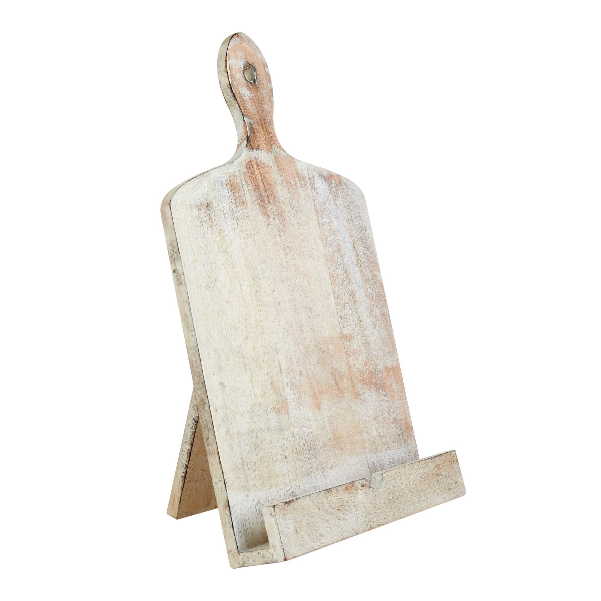 Gifts for Women Wooden Cook Book Stand Chopping Board Style Foldable Recipe Book Stand Holder Easel for Kitchen Text Book Ipad Table Made of Mangowwod(White)