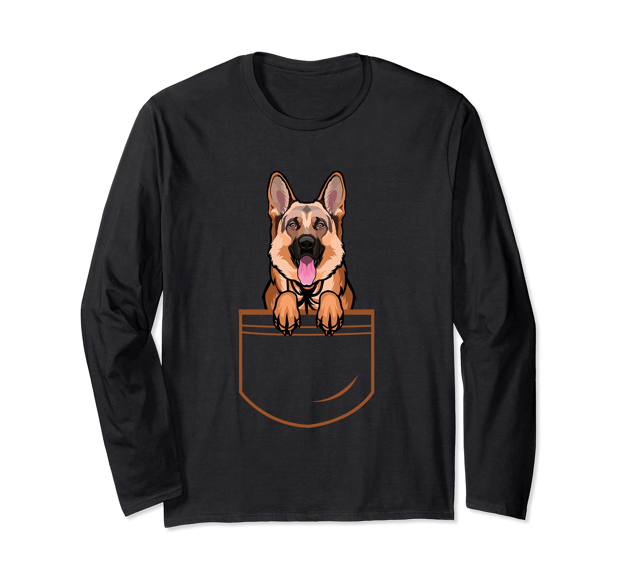 Cute shepherd dog in the breast pocket dogs dog lovers Long Sleeve T-Shirt โ image 1