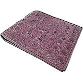 Pelgio Genuine Crocodile Caiman Alligator Big Hornback Skin Leather Soft Bifold Wallet ([B3] - 8 Card Slots + 1 ID Window + 2 Compartments for Bills, Purple)