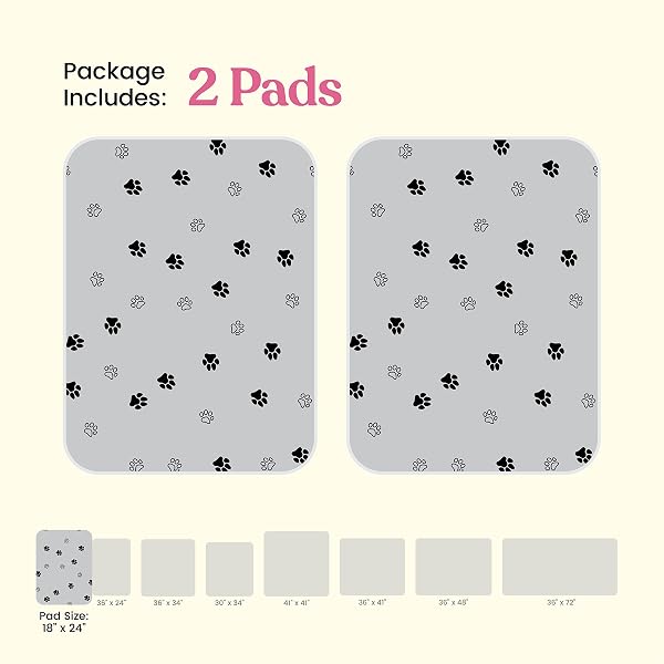 SUPER ABSORBENT WASHABLE PEE PADS FOR DOGS – 2-PACK SUPERIOR REUSABLE PUPPY PADS PET TRAINING PADS –100% WATERPROOF DOG PEE PAD PROTECTS AGAINST URINE LEAKAGE NON-SLIP GRIP PREVENTS SLIPPING& BUNCHING