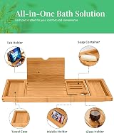 ADOV Bath Tray Extendable Bamboo Bath Caddy with Book/Phone Holder view 4