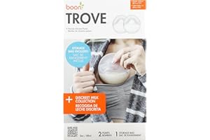 Boon Trove Silicone Manual Breast Pump Set - Hands Free Breast Milk Collector - Includes Polyester Travel Pouch - Breastfeeding Essentials - 2 Count