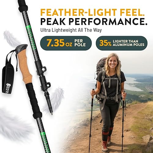 Hiker Hunger Carbon Fiber Trekking Poles Collapsible Walking