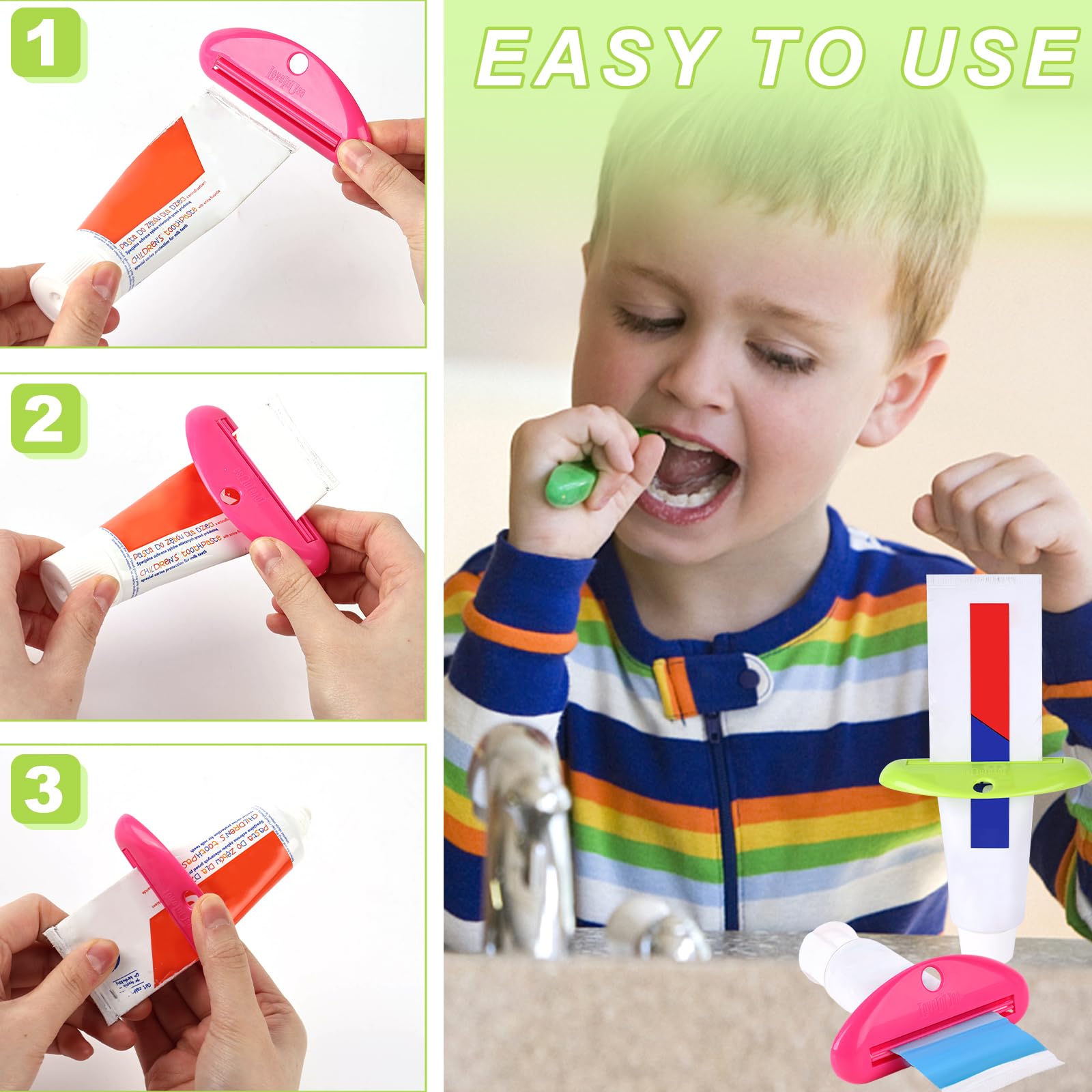 LOVEINUSA 4PCS Toothpaste Squeezer Dispensers, Multicolor Plastic Toothpaste Tube Squeezer Hanging Toothpaste Clips for Saving Toothpaste Facial Cleanser Creams Paint