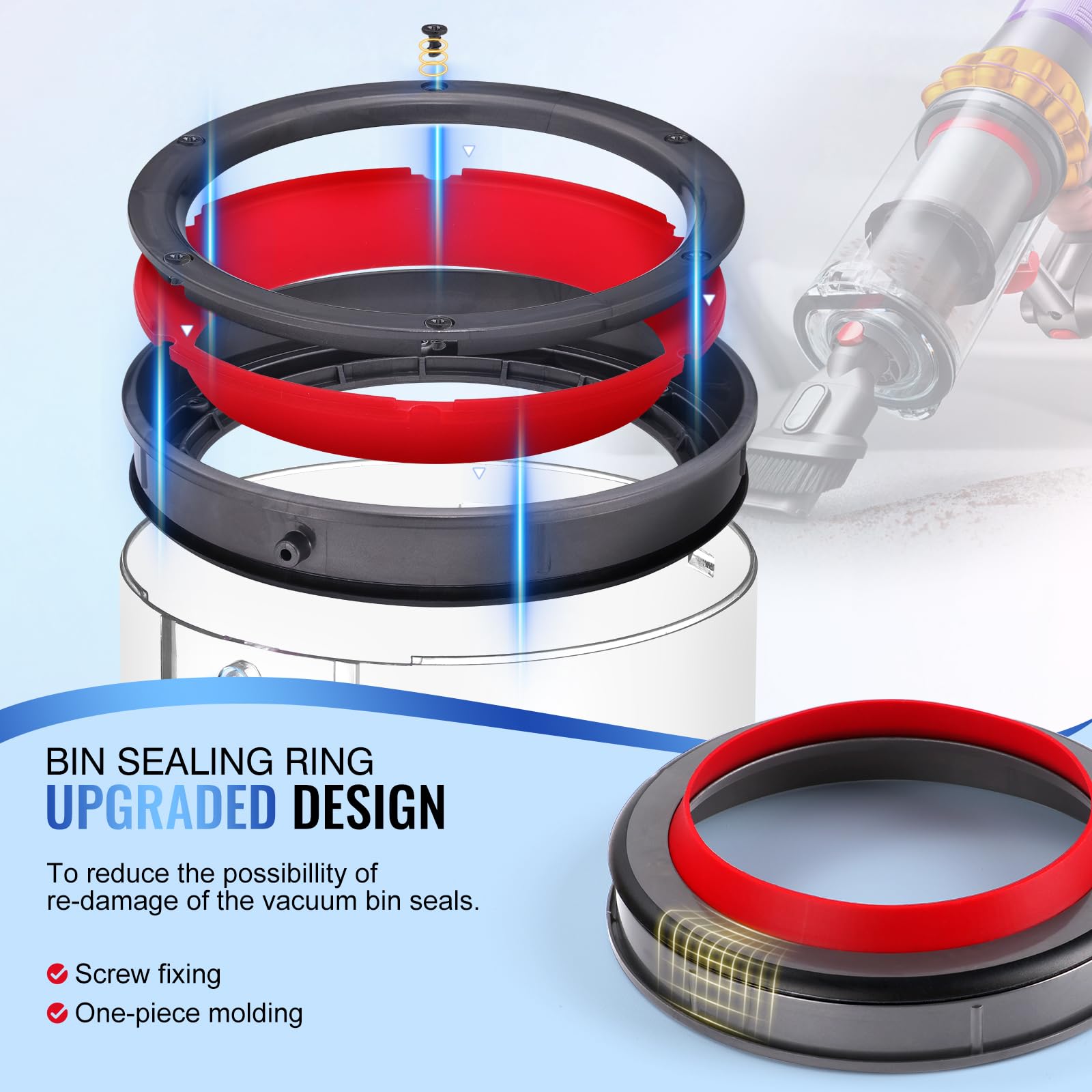 Upgraded Dust Bin Compatible with Dyson V11 V15 SV14 SV15 SV22 Vacuum Cleaner Canister, Vacuum Bin Replacement for Part no. 970050-01 and Part no. 965443-01