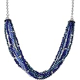 Xalroco Statement Multi-stand Crystal Beads Necklace Trendy 3 tone Chain Necklace Trendy Multi-Color Dainty Choker Collar Costume Jewelry Gifts for Women