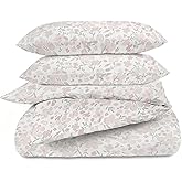 MakeMake Organics GOTS Certified Organic Cotton Full/Queen Duvet Cover Set (90" x 88") – Reversible, Soft, Breathable, Hypoallergenic – Includes 2 Pillowcases (20" x 30"), Blossom