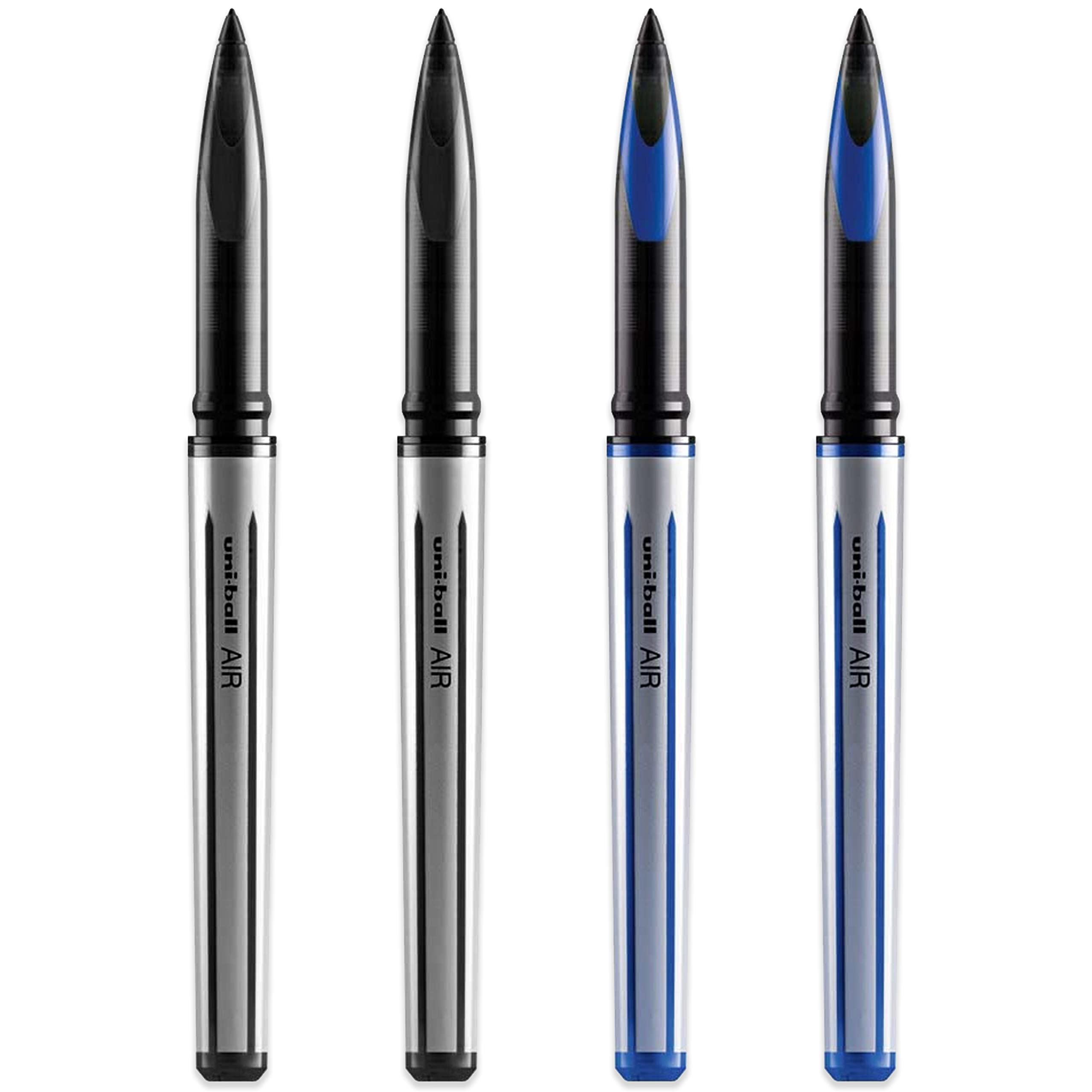 uni-ball AIR - 0.7mm Medium Rollerball - 4 Pack - 2 x Black, 2 x Blue - UBA-188-L