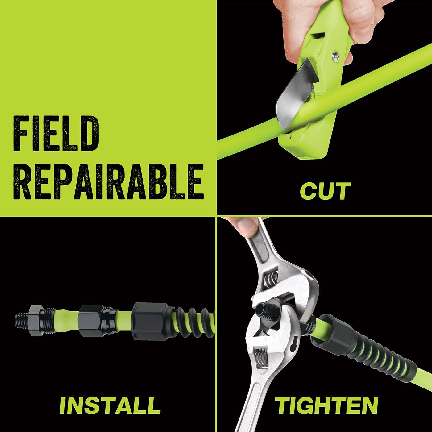 Flexzilla Pro Air Hose, 3/8 in. x 50 ft, Heavy Duty, Lightweight, Hybrid, ZillaGreen - HFZP3850YW2: Automotive