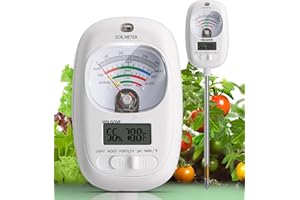 HSLGOVE 7-in-1 Soil Test Kit, Soil Moisture Meter/Soil pH Meter/Fertility/with Soil Temp&Mini Room Thermometer Indoor Hygrometer Soil Moisture Meter for Garden,Lawn,Farm,Plants Outdoor&Indoor Use