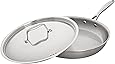 Amazon Brand – Stone & Beam Fry Pan With Lid, 12 Inch, Tri-Ply Stainless Steel