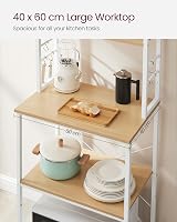 VASAGLE Kitchen Storage Rack 6 Shelves 6 Hooks 40x60x167 cm Golden Oak White view 5