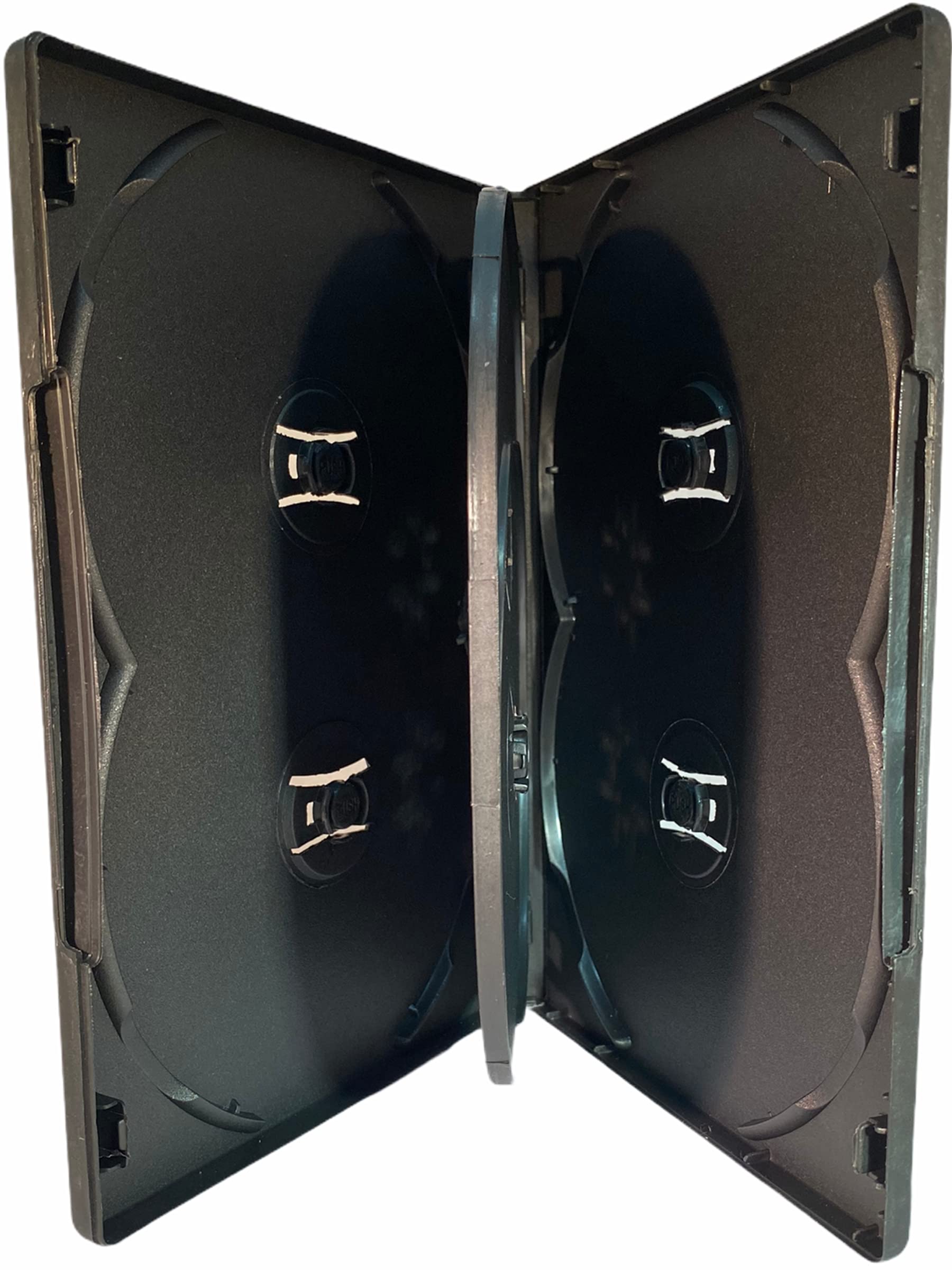 25 x Dragon Trading 6 Disc Black CD DVD BLU RAY Disc Cases 6 Way Case for 6 Discs Of Any Format With 14mm Spine And Outer Sleeve For Artwork Inlay.