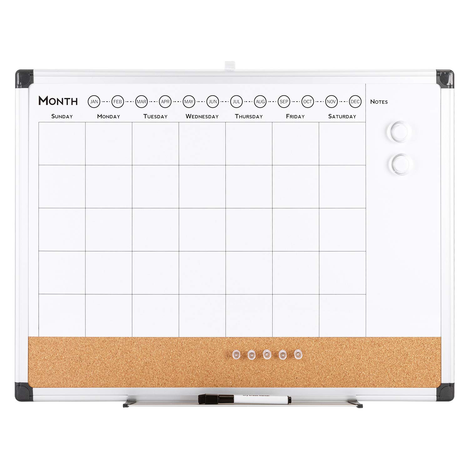 Photo 1 of ***DAMAGED - SEE NOTES/PICTURES***
VUSIGN Monthly Calendar Whiteboard Dry Erase Cork Board Combo, 24" x 36" Planning Board, Silver Aluminium Frame