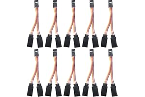 Cermant 10Pcs Servo 1 Male to 2 Female Y Harness Leads Splitter Cable，JR/Futaba Style Servo Splitter Cable， Extension Wire for RC Models Car Airplane Helicopter Drone Boat