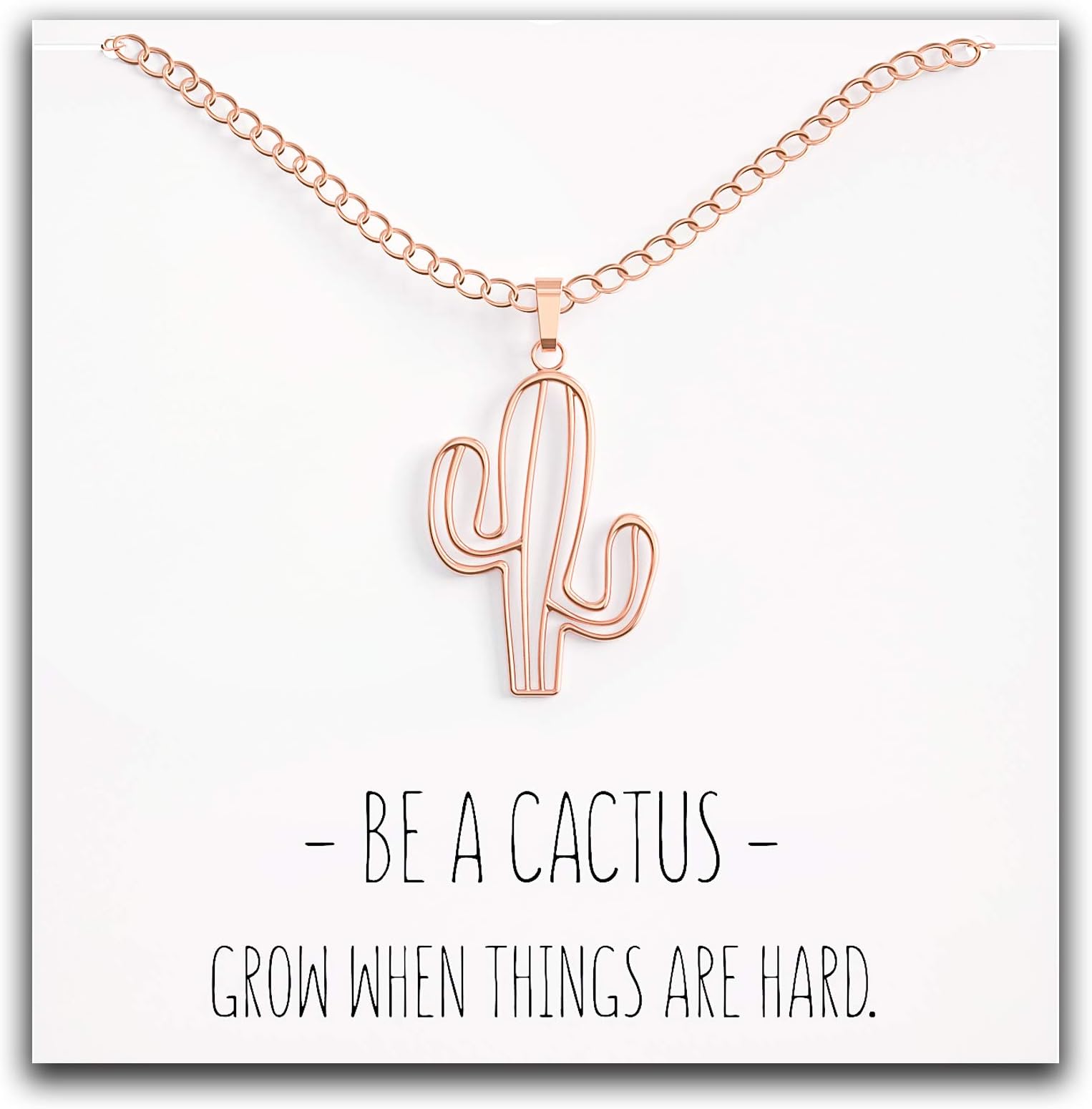 Happy KissesCactus Necklace – Desert Pendant – Inspirational Message Card – for Women & Kids