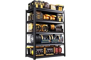 LLIIFFEE Garage Shelving Heavy Duty Shelving Metal Garage Storage Shelves Industrial Shelving Unit with Adjustable Shelves Storage Shelf Rack for Industrial, Warehouse, Basement (19.7"D x 45.7"W x 72"H)