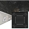 Art3d Drop Ceiling Tiles 24x24 in Black (12-Pack, 48 Sq.ft), Wainscoting Panels Glue Up 2x2