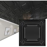 Art3d 12-Pack Waterproof PVC Drop Ceiling Tiles, 24 x 24 in, Black | Lightweight, No Sag and Breakage, Easy to Wipe Clean, Compatible with Grid System, Perfect for Basement, Kitchen &amp; Bathroom