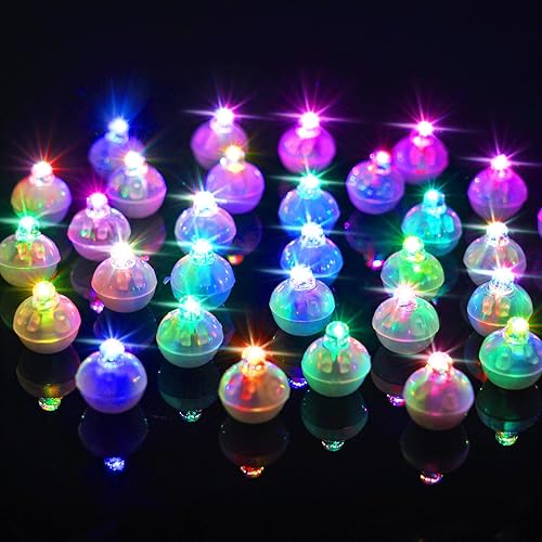 AUAUY LED Balloon Lights Mini LED Lights, 30 Pcs Mini Round Flashing Balloons Light, Waterproof Tiny LED Lights for Home Christmas Halloween Wedding Birthday Party Decoration (Colorful)