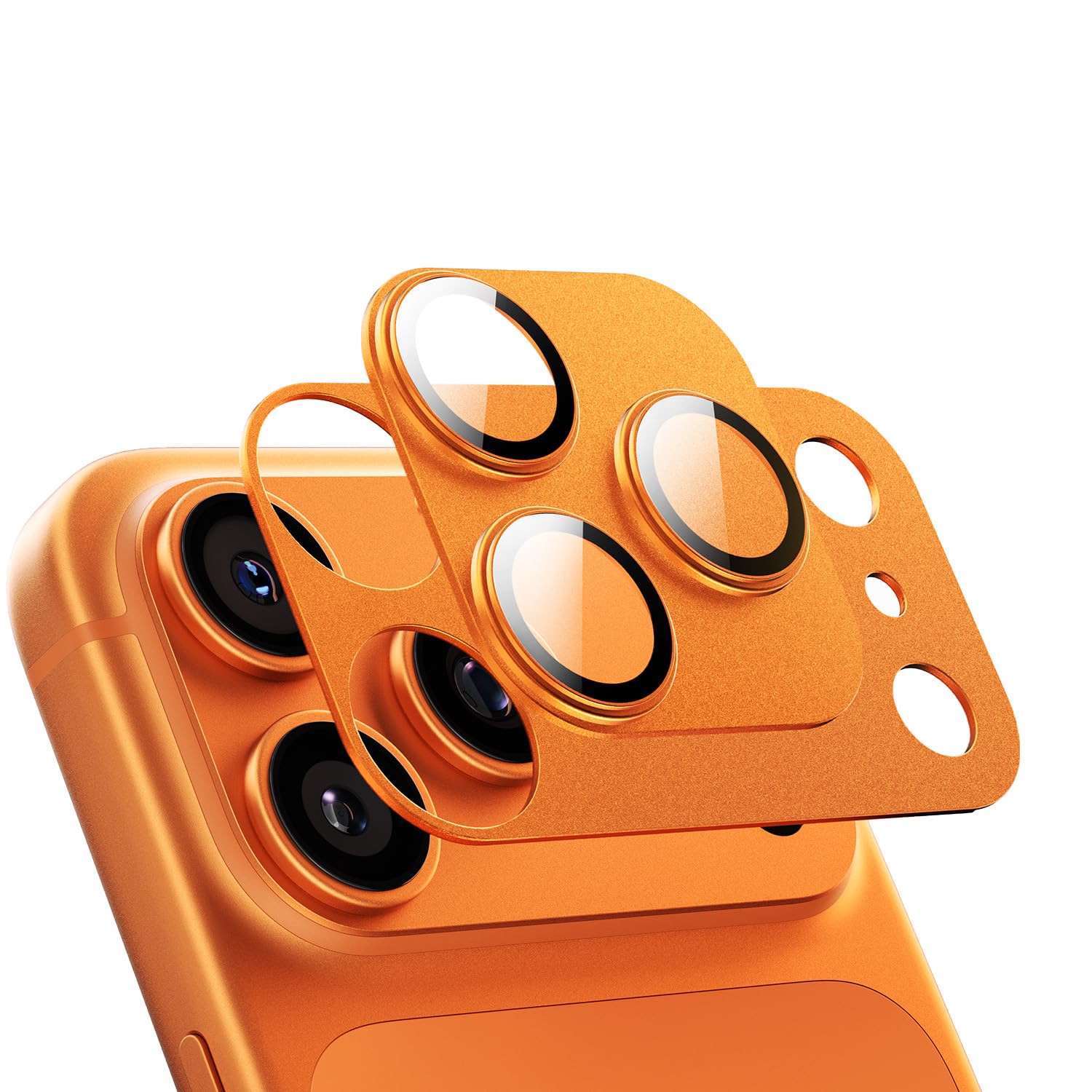 MAGIC JOHN for iPhone 17 Pro Camera Lens Protector 6.3'', HD Clear, Magnetic Tempered-Glass Lens Film, Ultra-Tough, Anti-Scratch, Case Friendly, 2 Pack,Orange