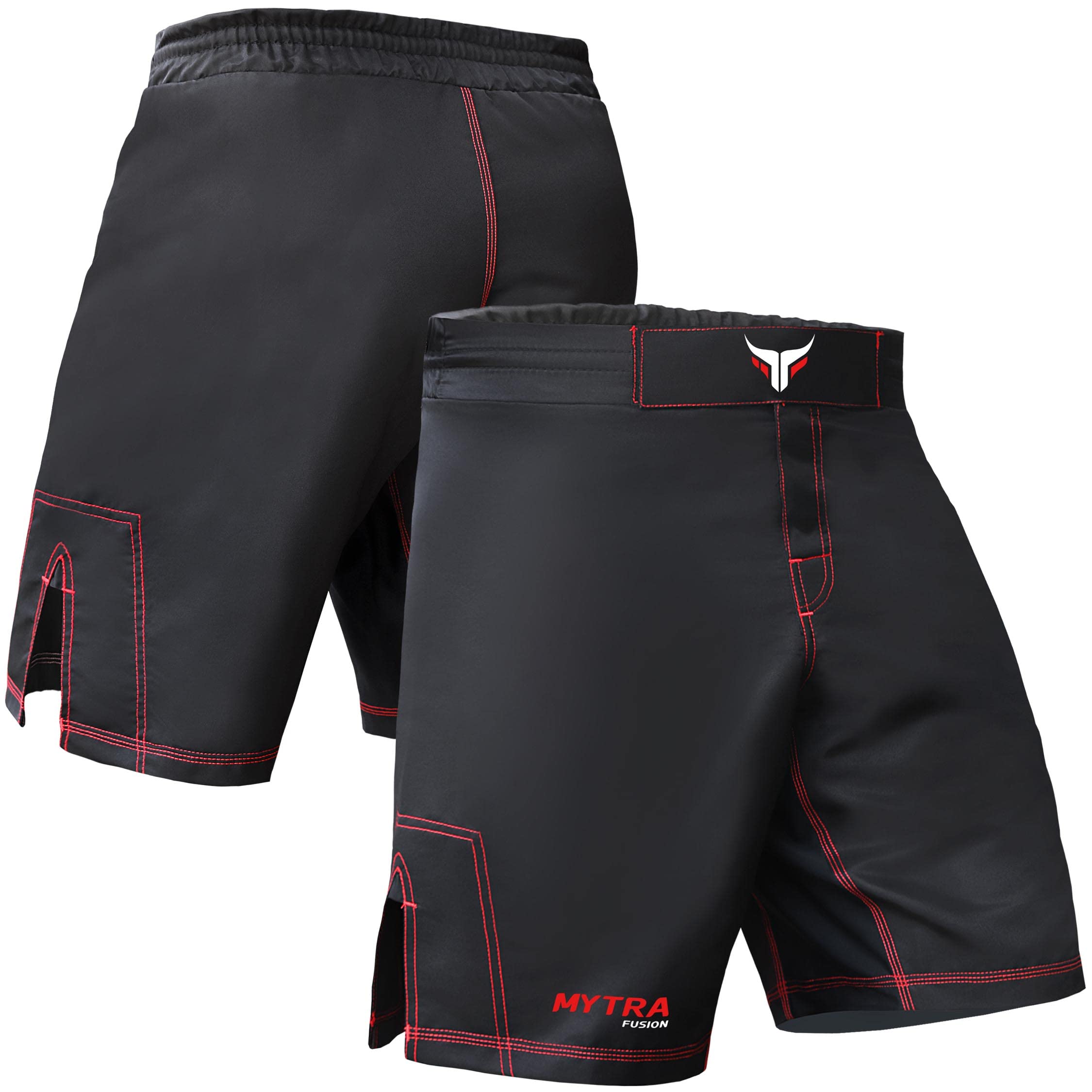 Mytra Fusion MMA Shorts MMA Boxing Kickboxing Muay Thai Mix Martial Arts Cage Fighting Grappling Training Gym wear Clothing Shorts Trunks Black,M