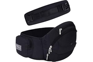 BEBEAR Bebamour Hip Seat Baby Carrier Baby Waist Seat,Adjustable Strap and Pocket,Bebamour Foldable Baby Carrier with Waist Extender(Black)
