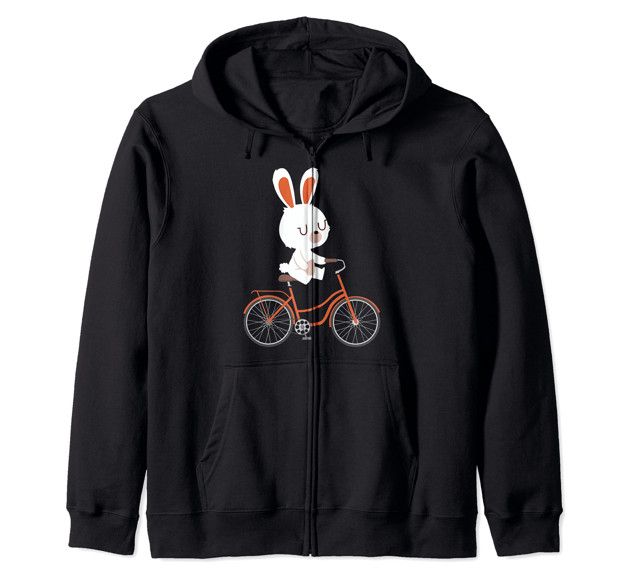 Cute Bunny On Bike I Rabbit Cycling I Bicycle Bunny Zip Hoodie
