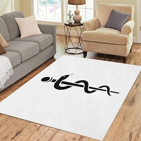 Amazon Com Pinbeam Area Rug Caduceus Snake Stick Ancient Medical