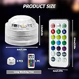 BakeWhiz 3 Pcs Mini Submersible LED Tea Lights RGB Remote Control Waterproof view 2