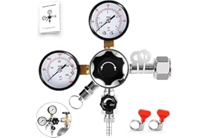 Dbgogo CGA-320 Kegerator Co2 Regulator, Dual Gauge Co2 Regulator for Kegerator Beer Keg Regulator Co2 Tank Pressure Regulator Kegerator Regulator with Safety Relief Valve for Co2 Cylinder Tank