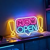 Now Open LED Neon Sign, USB Powered Decorative Business Sign for Retail Store Shop Cafe Wall Table Open Theme Decor, 15.7 x 9.3 In