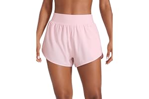 CRZ YOGA Dolphin Flat Waist Athletic Shorts for Women 3" - High Rise Quick Dry for Running Workout Gym Track with Zip Pockets