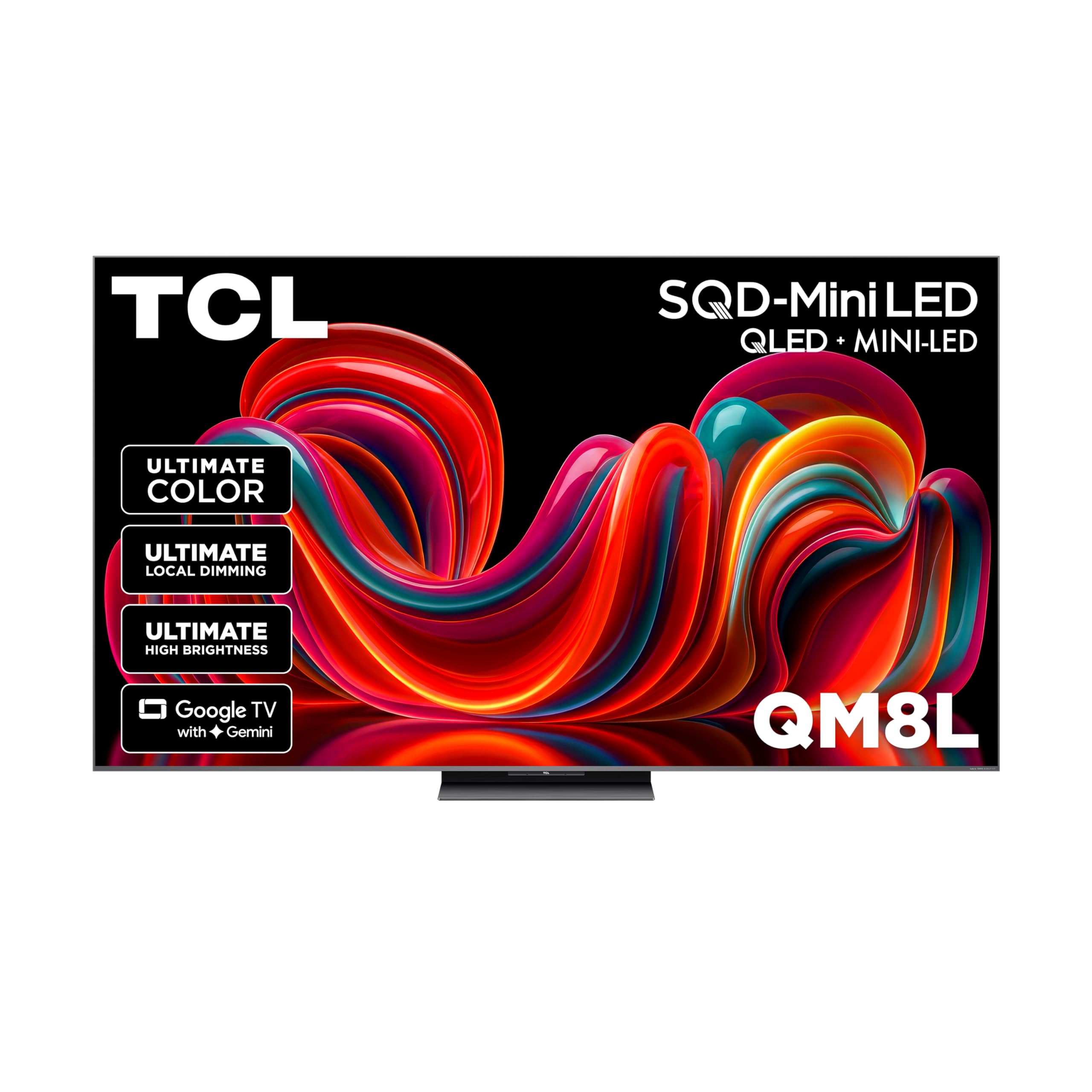 TCL 85 Inch Class QM8L Series | SQD-Mini-LED QLED Smart TV | 85QM8L, 2026 Model | 144Hz | Ultimate Color Brightness & Contrast | Google AI Bang & Olufsen | Voice Control Gaming Streaming Television