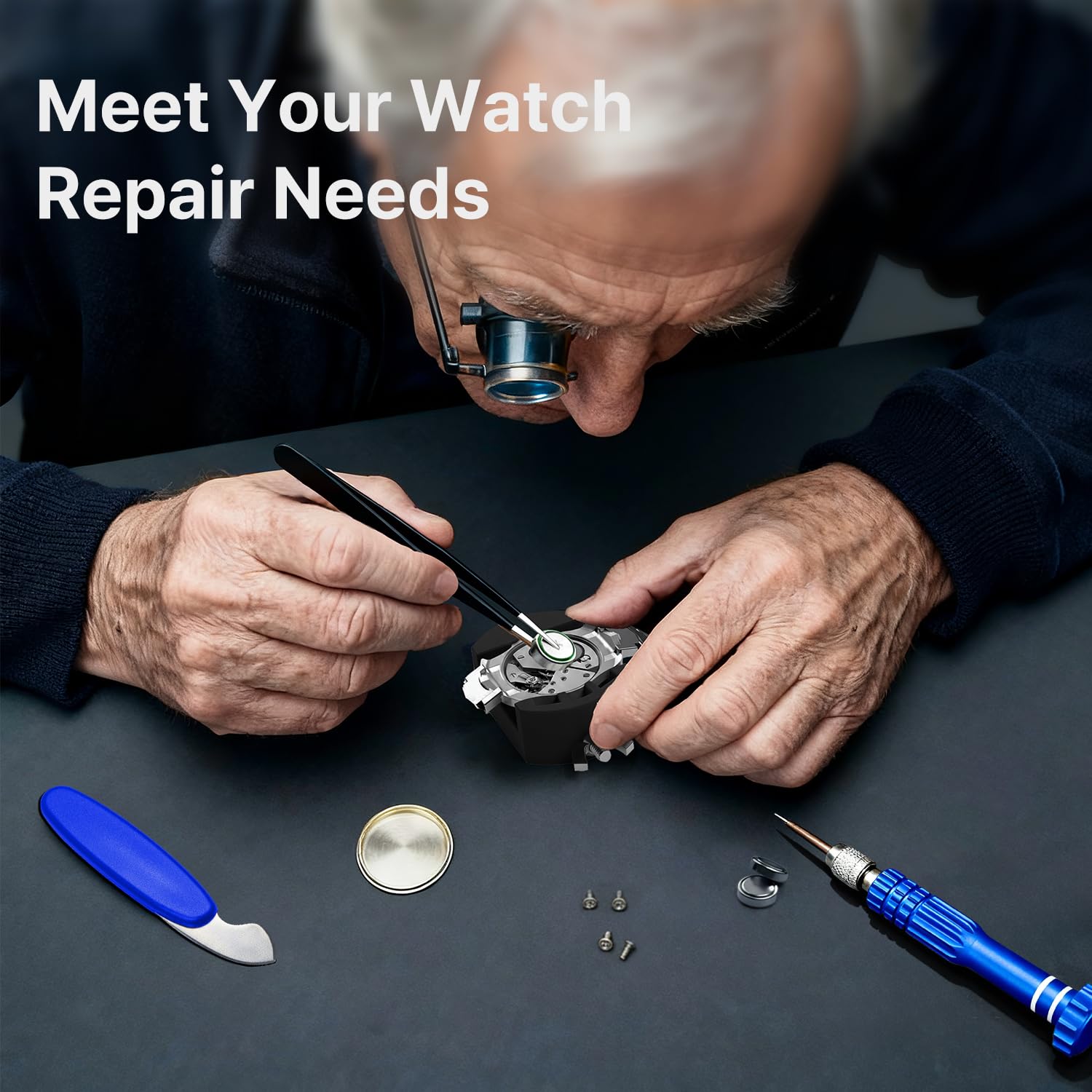 Watch Battery Replacement Tool Kit: EasyTime Professional Watch Repair Toolkit Watch Back Remover Set with Adjustable Case Opener, Tweezers, Screwdriver and Instructions