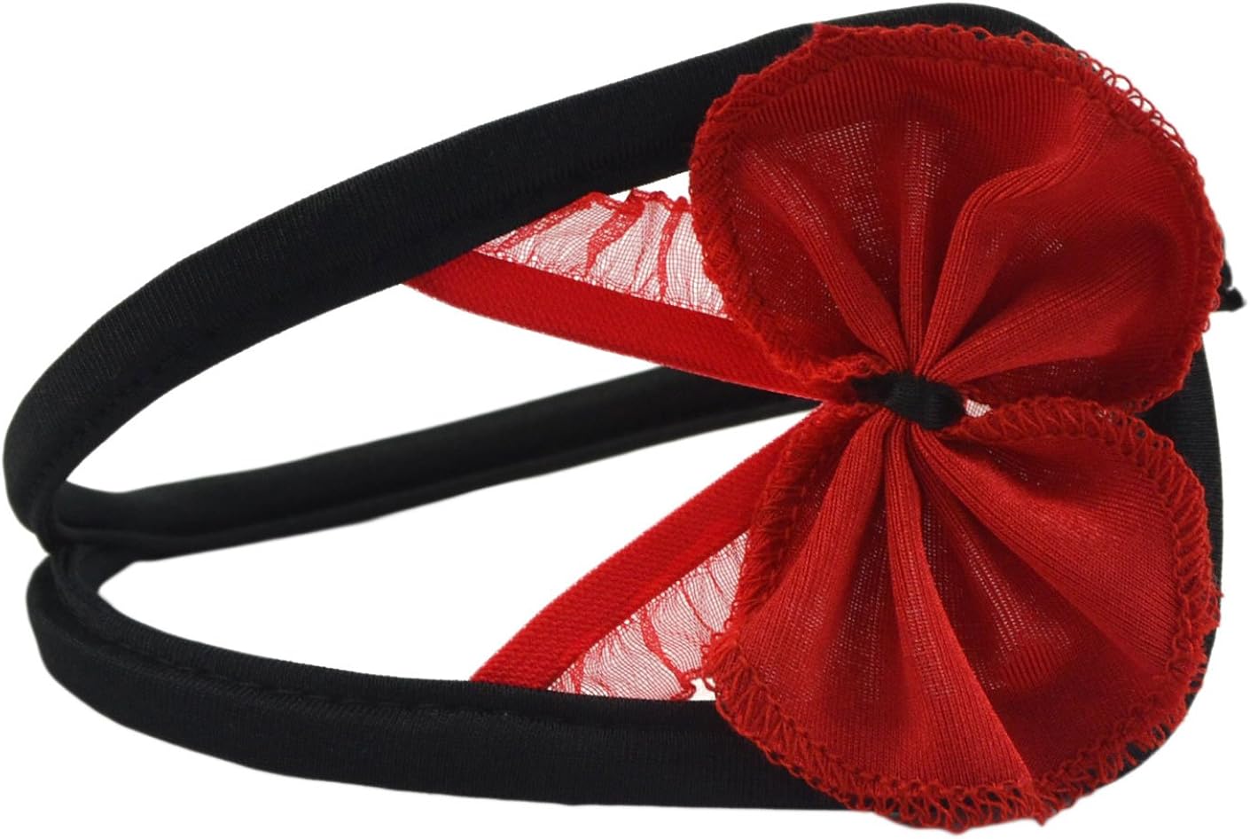 Women Lace C string Sexy Underwear, Female Open Crotch Panties/Thong C Shape C-X-103 (Red Bowknot), Red Bowknot, M/XL - Image 3