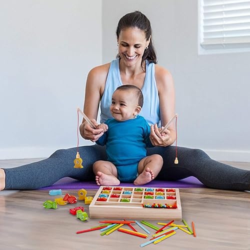 Wooden Magnetic Fishing Math Game Montessori Toys Learning