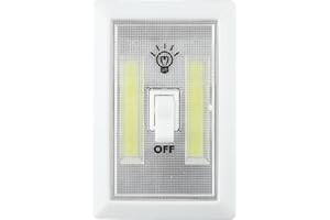 Cashmuch Wireless Battery Operated Cob Light Switch with On/Off Switch for Wardrobes, Cupboards, Sheds and Garages, White