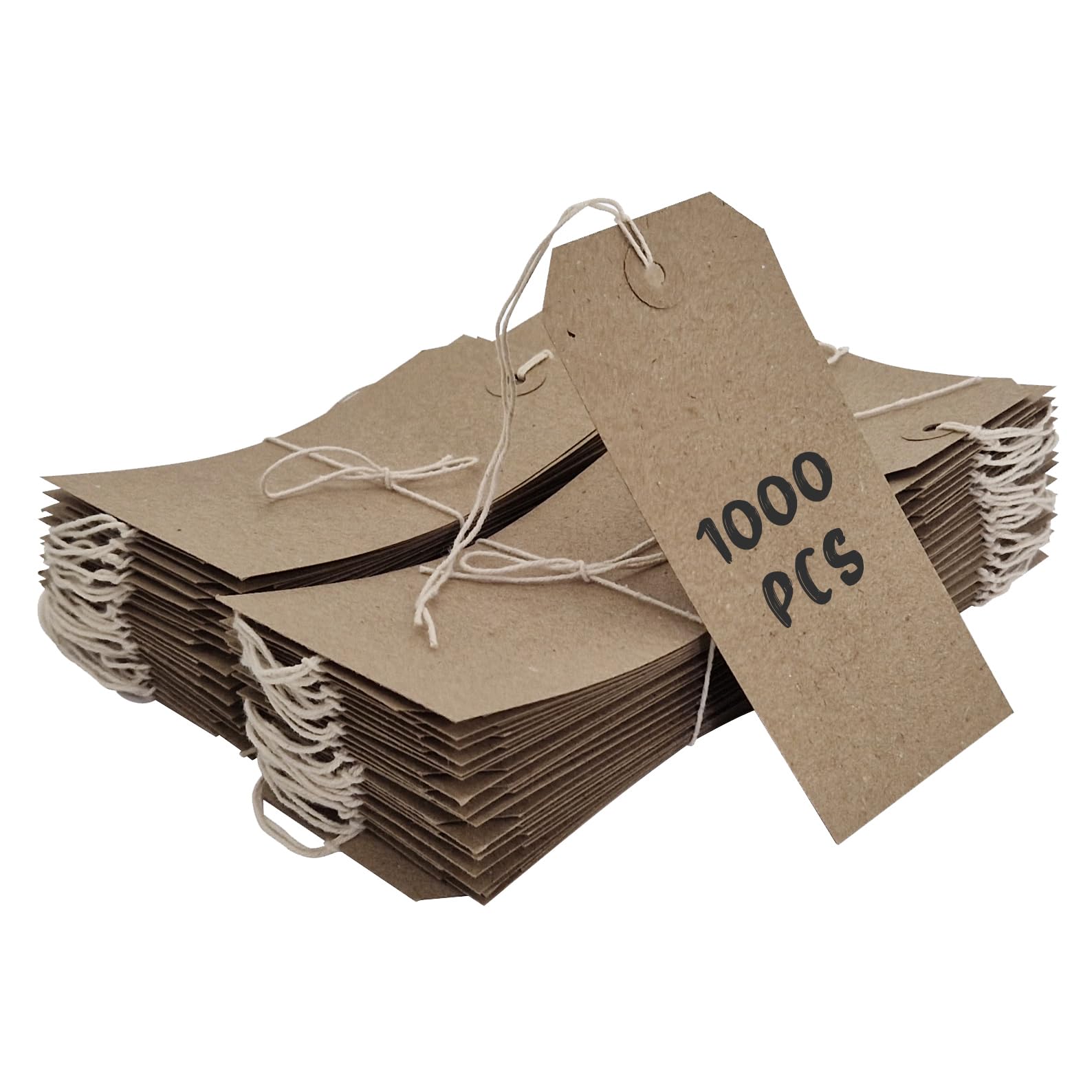 Swift Strung Tags Brown Reinforced Card Clothing Parcel Label String Hanging Gift Swing Tickets Kraft Hang Price Labelling 120mm x 60mm (Pack of 1000)