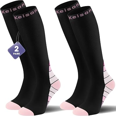 Calves Kelson 2 Pairs Compression Socks 20-30 mmHg Knee High Women Men