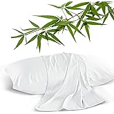 2 Pack Cooling Pillowcases for Hot Sleepers & Night Sweats, 400 TC Bamboo Viscose Pillow Protectors, Zippered Pillow Cases Queen Size, Breathable Silky Soft Pillow Covers, White, 20x30