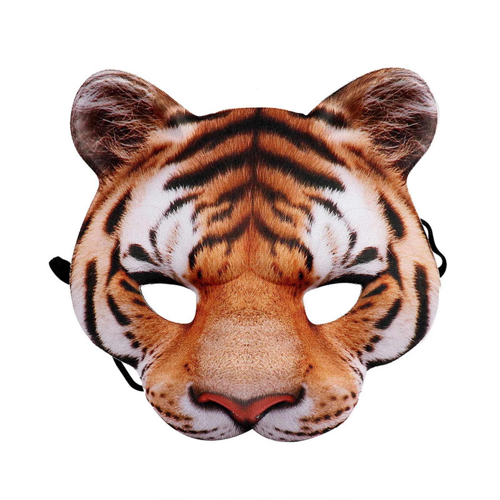 Halloween Animal Mask Tiger & Pig Half Face Realistic Print with Elastic Band Funny Mask for Men Women Dress up Cosplay Jungle Theme Party Show Easter Costume Supplies Accessory(One size)