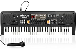 Raimy Piano Keyboard for Beginners, 61 Keys Portable Electronic Digital Piano with Microphone, Learning Educational Music Keyboard Piano for Kids Gifts Toys for Boys Girls Toddlers (Black)