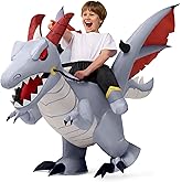 Spooktacular Creations Kids Inflatable Costumes, Ride-on 60" Dragon Halloween Inflatable Costume, Gray Dinosaur Blow-up Costumes for Halloween Cosplay Party, Themed Party