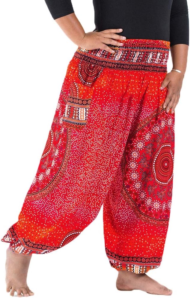XixiulyCouple Plus Size Harem Pants Hippie with Pockets Boho Baggy Yoga Trousers