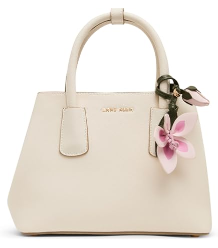 Anne Klein Women's Bonded Satchel with Flower Charm: Handbags