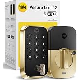Yale WiFi Smart Lock Deadbolt with Keypad, Keyless Entry, Lifetime Brass | Assure Lock 2 Smart Door Lock, Remote App Control (US &amp; Canada Only), Scheduled Code Sharing, Airbnb Compatible, Backup Key