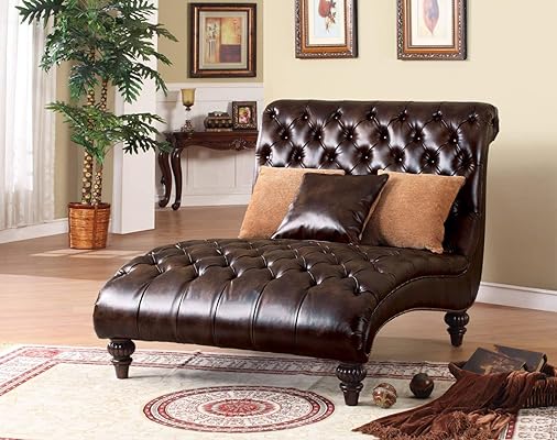 Acme Anondale Two-Tone Chaise Lounger with Pillow, Espresso Finish